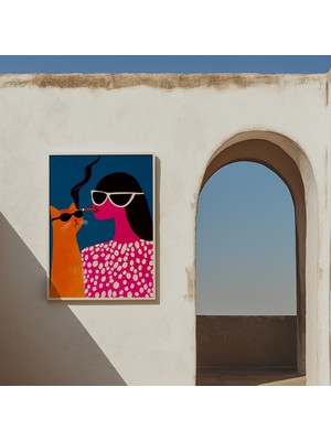 Ninastore Sürreal Kedi Sanat Baskısı: Eğlenceli Pop Art Poster