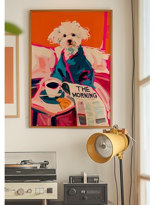 Ninastore Maltese Terrier Baskısı/ Kitsch Pembe Köpek Posteri (Dijital Indirme)