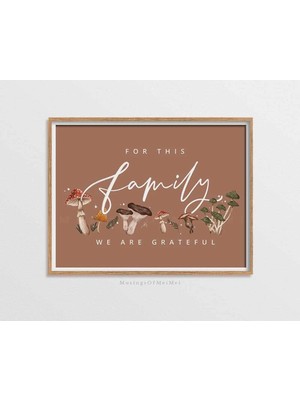 Ninastore Şükran Günü Duvar Dekoru / Yazdırılabilir Duvar Sanatı / Sonbahar Sözü Yazdırılabilir / Aile Şükran