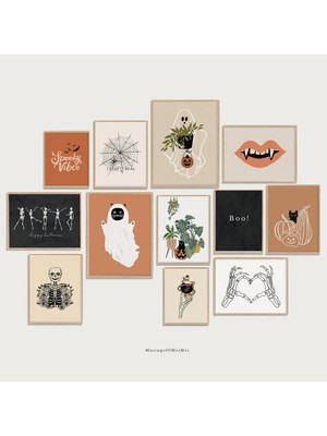 Ninastore Cadılar Bayramı Sanat Mega Paket Seti / 12'li Set / Cadılar Bayramı Galeri Duvarı / Cadılar Bayramı