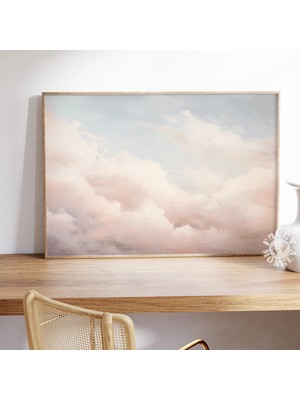 Ninastore Pembe Bulut Baskısı/ Bulut Tablosu/ Coquette Oda Dekorasyonu/ Vintage Çocuk Odası Baskısı/ Yatay Duv