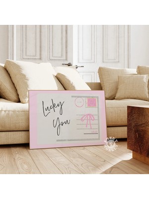 Ninastore Şanslısın Dijital Indirme/ Trend Duvar Sanatı Baskısı/ Pembe Retro Kartpostal Baskısı/ Şık Kız Çocuk