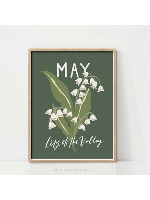 Ninastore Mayıs Ayı Doğum Günü Çiçekleri Duvar Sanatı / Ilkbahar Dekorasyonu Için Vadideki Zambak Botanik Bask