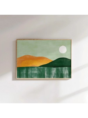 Ninastore Minimalist Dağ Gün Batımı Baskısı: Soyut Manzara Sanatı (Dijital Indirme)
