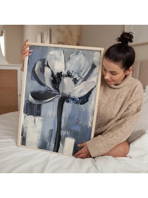 Ninastore Soyut Beyaz Çiçek Sanat Baskısı: Modern Minimalist Ev Dekorasyonu (Dijital Indirme)
