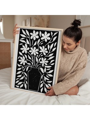Ninastore Siyah Beyaz Çiçek Vazosu Sanat Baskısı: Soyut Çiçek Posteri (Dijital Indirme)