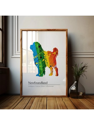 Ninastore Newfoundland Köpeği Sanat Baskısı: Renkli Newfie Silüeti Posteri