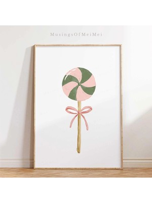 Ninastore Çocuk Odası Dekorasyonu Için Sevimli ve Eğlenceli Lolipop Baskısı / Pastel Şeker Duvar Sanatı / Çocu