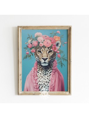 Ninastore Leopar Desenli Hayvan Resmi / Maksimalist Dekorasyon / Estetik Duvar Sanatı Moda Baskısı / Trendi ve