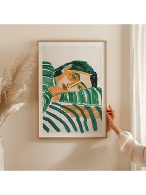 Ninastore Zümrüt Yeşili Soyut Kadın Baskısı: Minimalist Duvar Sanatı (Dijital Indirme)