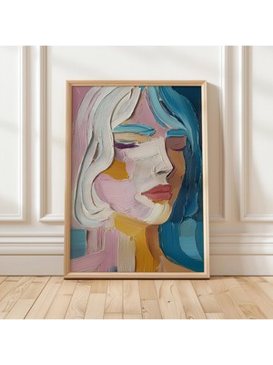 Ninastore Soyut Kadın Yüzü Dijital Baskı/ Canlı Renkler (Anında Indirme)
