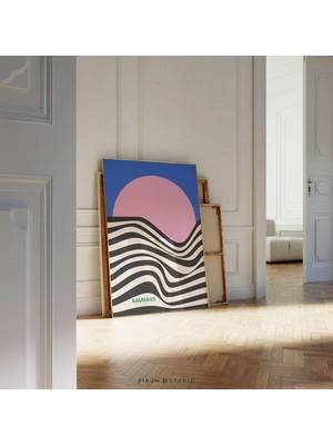 Ninastore Renkli Modern Bauhaus Baskı/ Dijital Indirme/ Mavi Pembe Siyah ve Bej Duvar Sanatı/ Orta Çağ Moderni