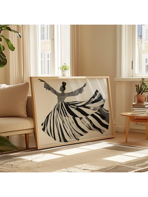 Ninastore Neşe Dansı Baskısı: Siyah Beyaz Soyut Figür/ Modern Minimalist Sanat (Dijital Indirme)