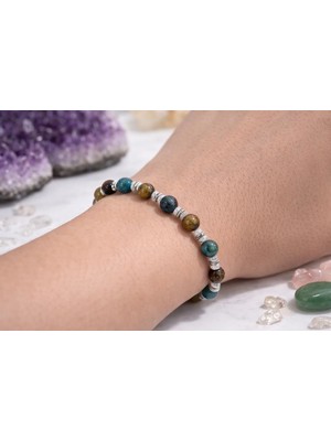 Doğaltaş Iştah Dengeleme Bilekliği – Ay Taşı, Apatit & Kaplan Gözü