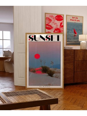 Ninastore 70'ler Retro Gün Batımı Baskısı: Psychedelic Y2K Yurt Sanatı (Dijital Indirme)