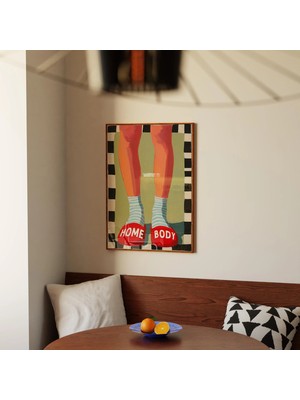 Ninastore Evde Kalmayı Sevenler Için Alıntı Poster: Sıcak Renklerle Halk Sanatı/ Eğlenceli Maksimalist Baskı/