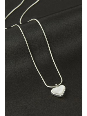 Renklime Kalp Sedef Talı Kolye