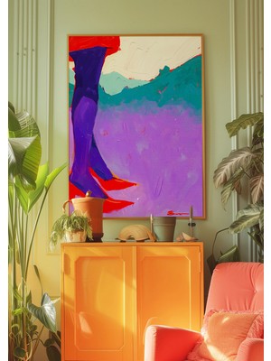 Ninastore Modaya Uygun Kadın Ayakkabı Sanat Baskısı: 70'ler Retro Kırmızı Poster (Dijital Indirme)