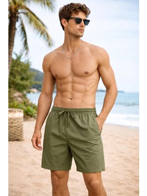 Jiber Sporcu Likra Hızlı Kuruyan Ince Kumaş Erkek Deniz Şortu 1034