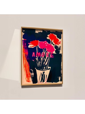 Ninastore Amore Çiçek Desenli Sanat Baskısı: Cesur Italyan Tipografisi/ Maksimalist Dekor (Dijital Indirme)