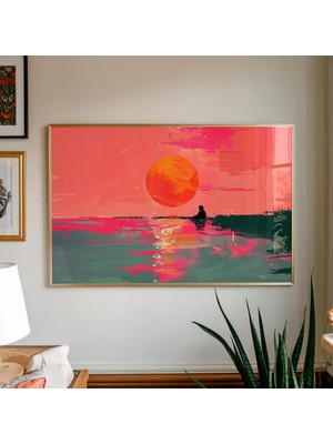 Ninastore Retro Gün Batımı Manzara Posteri: Turuncu Verano Baskı/ Dopamin Dekor (Dijital Indirme)
