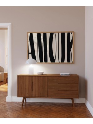 Ninastore Amour Tipografi Posteri: Retro Siyah Beyaz Duvar Sanatı
