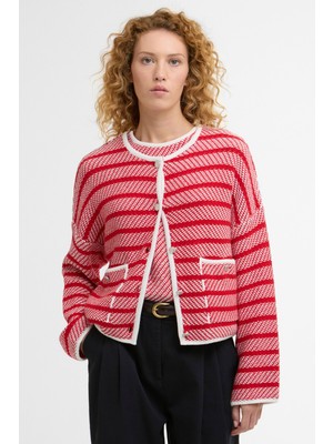 Barbour Polly Knitted Hırka RE16 Poppy Red Stripe