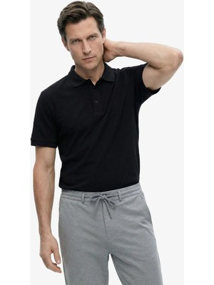 Fabrika Jakarlı Siyah Erkek Polo T-Shirt F6SM-TST 0939 Nb
