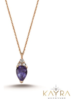 Kayra Mücevher Damla Safir ve Pırlanta Kolye PÇK87