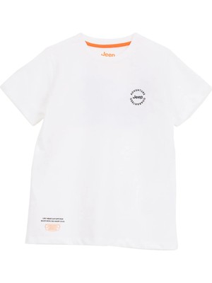 Jeep Baskılı Beyaz Erkek Çocuk T-Shirt J6SB-TST7696