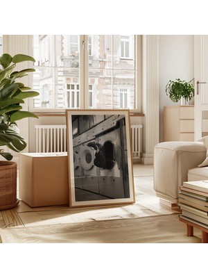 Ninastore Sıradışı Çamaşırhane Fotoğraf Baskısı: Kentsel Siyah Beyaz Dekor (Dijital Indirme)