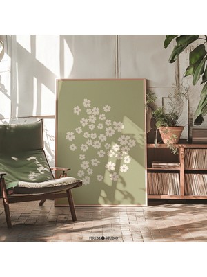 Ninastore Minimalist Soluk Yeşil Soyut Çiçek Desenli Indirilebilir Baskı/ Sevimli Çiçekler Duvar Posteri/ Boho