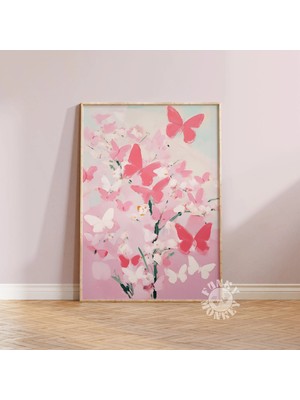 Ninastore Kelebek Dijital Baskı/ Pembe Kız Çocuk Baskı Sanatı/ Kız Çocuk Odası Tablosu/ Şık Estetik/ Şık ve Tr
