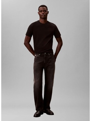 Calvin Klein Jeans Bisiklet Yaka Düz Siyah Erkek T-Shirt LV04RD254GUB1 Siyah T-Shirt