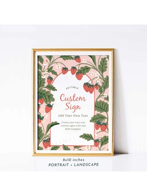 Ninastore Düzenlenebilir Çilek Temalı Doğum Günü Partisi Tabelası/ Bebek Partisi Tabelası/ Düzenlenebilir Tabe
