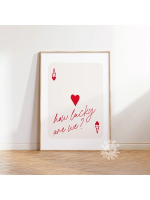 Ninastore Ne Kadar Şanslıyız Kırmızı Trend Duvar Sanatı Baskısı/ Şık Poster/ Retro Oyun Kartı/ Yazdırılabilir