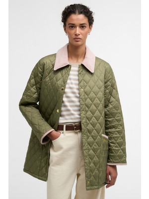 Barbour Icons Modern Liddesdale Kapitone Ceket GN14 Bleached Olive/ancient/gardenia