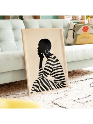 Ninastore Siyah Beyaz Afro Kadın Baskısı Dijital Indirme