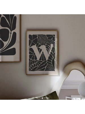Ninastore W Harfi Indirilebilir Sanat Baskısı/ Monogram Sanat Baskısı/ Soyut Çiçekli Harf Sanat Eseri/ Aile Ad