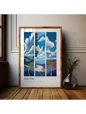 Ninastore Yılan Geçidi Posteri: Peak District Yolculuğu Sanat Baskısı