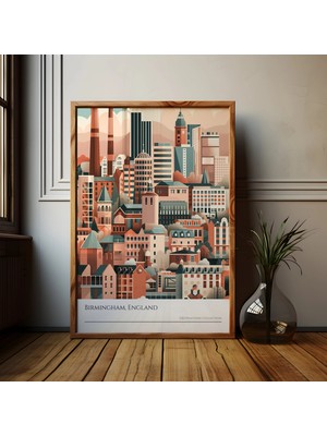 Ninastore Birmingham Ingiltere Şehir Manzarası Sanat Baskısı: Modern Şehir Manzarası Posteri