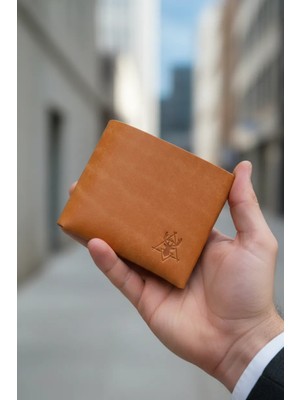 Oh Deer Leather Hakiki Pueblo Deri Erkek Cüzdan Dikişsiz Çıtçıtlı Kartlık Bölmeli (Natural Renk)