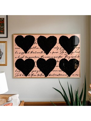 Ninastore Aşk Mektubu Kalp Posteri/ Siyah Duvar Sanatı (Dijital Indirme)
