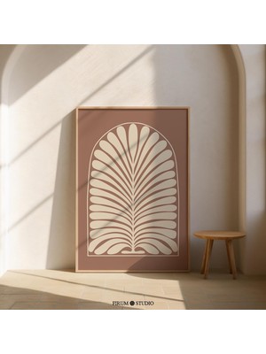 Ninastore Fas Toprak Seramik Soyut Botanik Baskılı Duvar Sanatı – Sıcak Toprak Tonları Minimalist Boho Dekor |