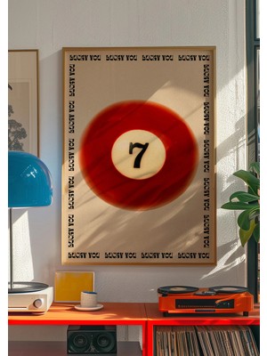 Ninastore Şanslı 7 Numaralı Bilardo Topu Baskısı: Retro Bilardo Posteri