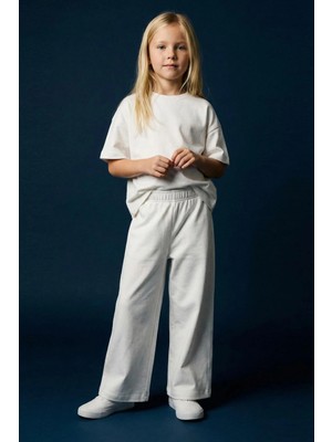 Monila Kız Çocuk Bisiklet Yaka Pamuklu T-Shirt ve Eşofman 2'li Takım