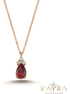 Kayra Mücevher Damla Yakut ve Pırlanta Kolye PÇK88