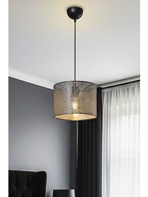 Decory De-Nora Modern Silindir Tekli Sarkıt Avize - Kumaş Başlıklı Şık Tasarım Avize