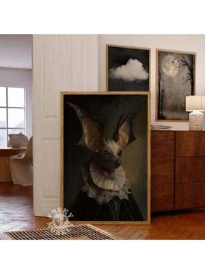 Ninastore Gotik Cadılar Bayramı Sanat Baskısı / Viktorya Dönemi Yarasa Vampir Vintage Tarzı Poster / Karanlık