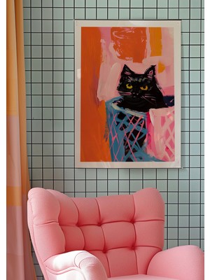 Ninastore Matisse Tarzı Siyah Kedi Baskısı: Eklektik Kitsch Sanatı